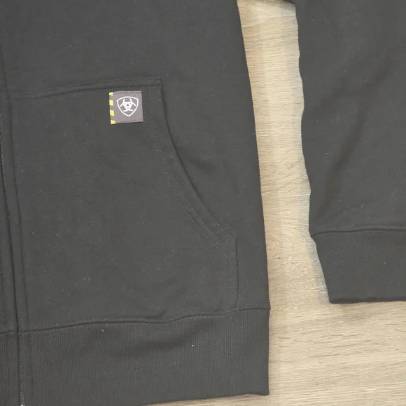 New Ariat Rebar Workwear Reflective Flag Full Zip Hoodie Mens Sz Small Black - Picture 7 of 9